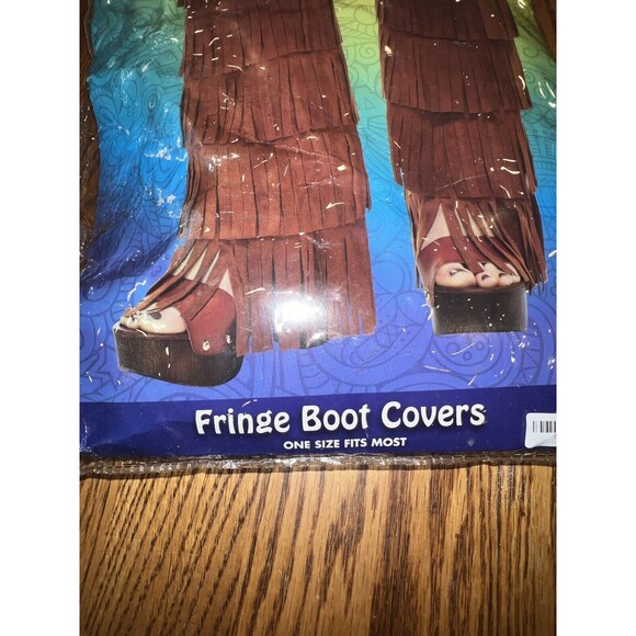 Spirit Halloween Fringe Boot Covers Costume Hippie 60s Party Dress Up - Picture 2 of 4